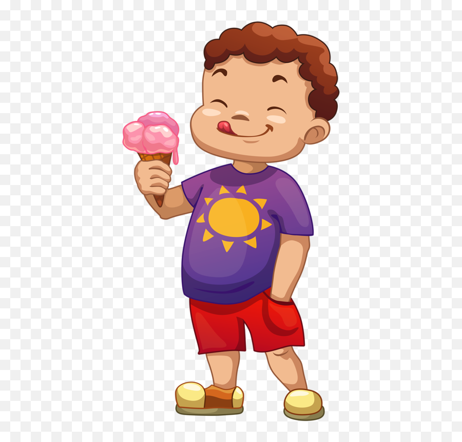 Download Hd Ice Cream Tastes Better In Vacation Days - Child Eating Ice Cream Clip Art Emoji,Ice Cream Scoop Clipart