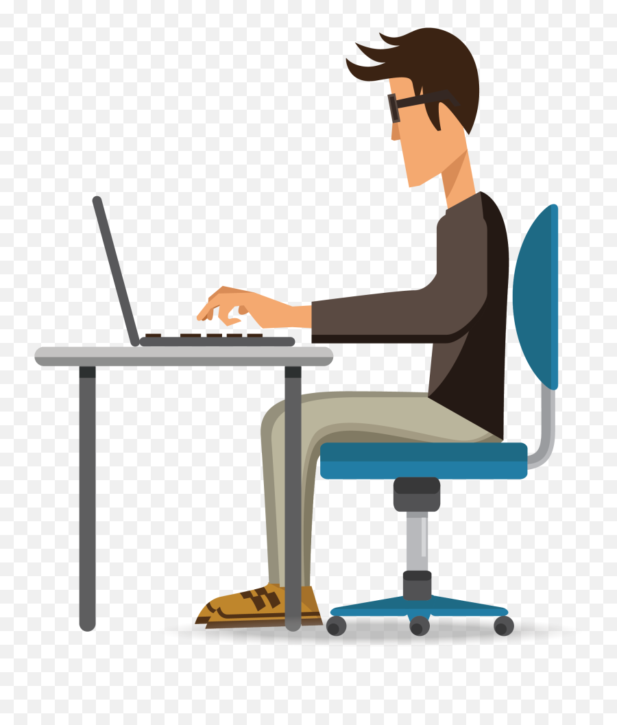 Laptop Vector Clipart - Man Using Computer Png Emoji,Secretary Clipart