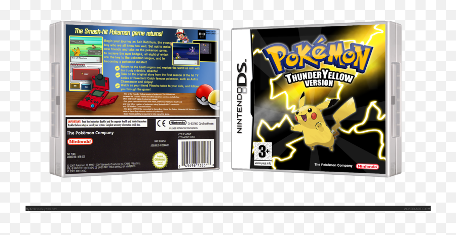 Pokemon Thunder Yellow Version Nintendo Ds Box Art Cover By - Nintendo Ds Pokemon Thunder Yellow Emoji,Nintendo Ds Logo