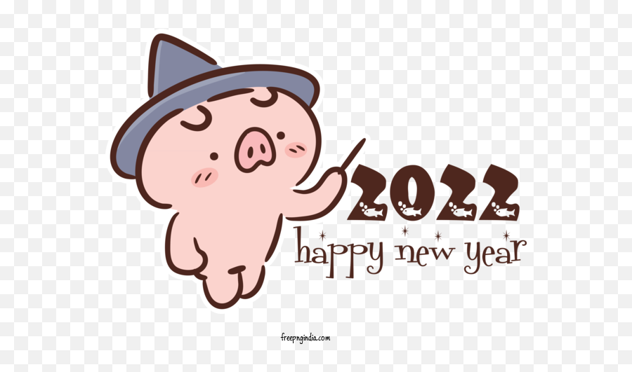 New Year Cartoon Logo Snout For Happy New Year - Happy New Emoji,New Years Hat Png