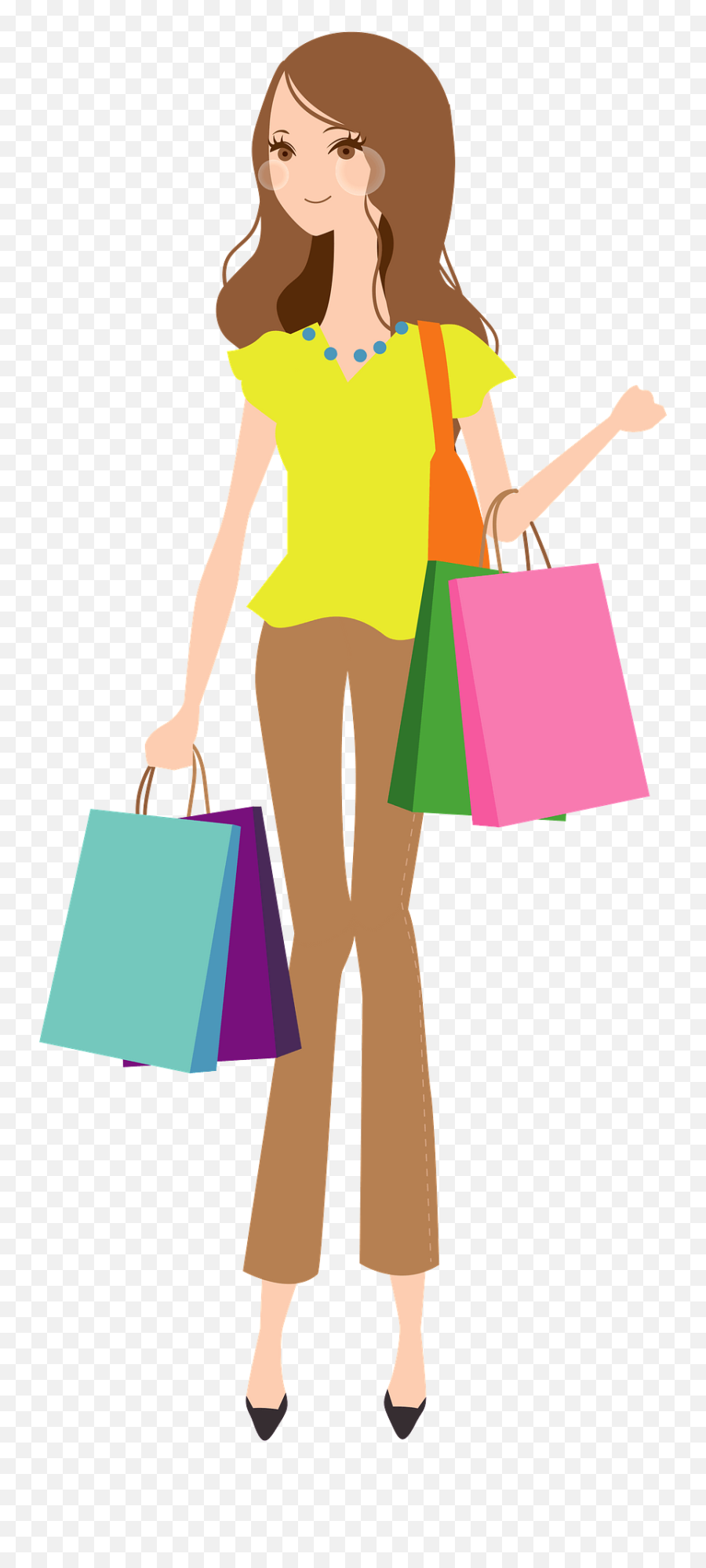Woman Is Holding Shopping Bags Clipart - Girl Carying Shopping Bag Clipart Emoji,Shopping Bag Clipart