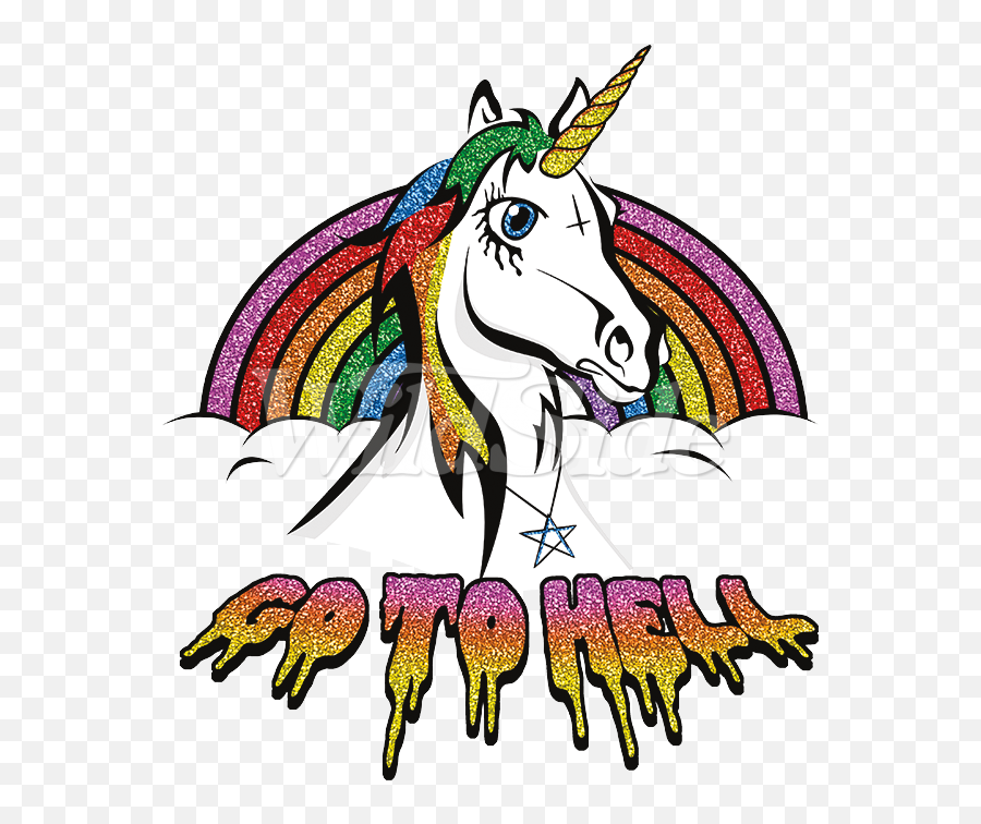 Satanic Png - Go To Hell Satanic Unicorn Horse Head Horse Head Car Stickers Emoji,Unicorn Silhouette Png