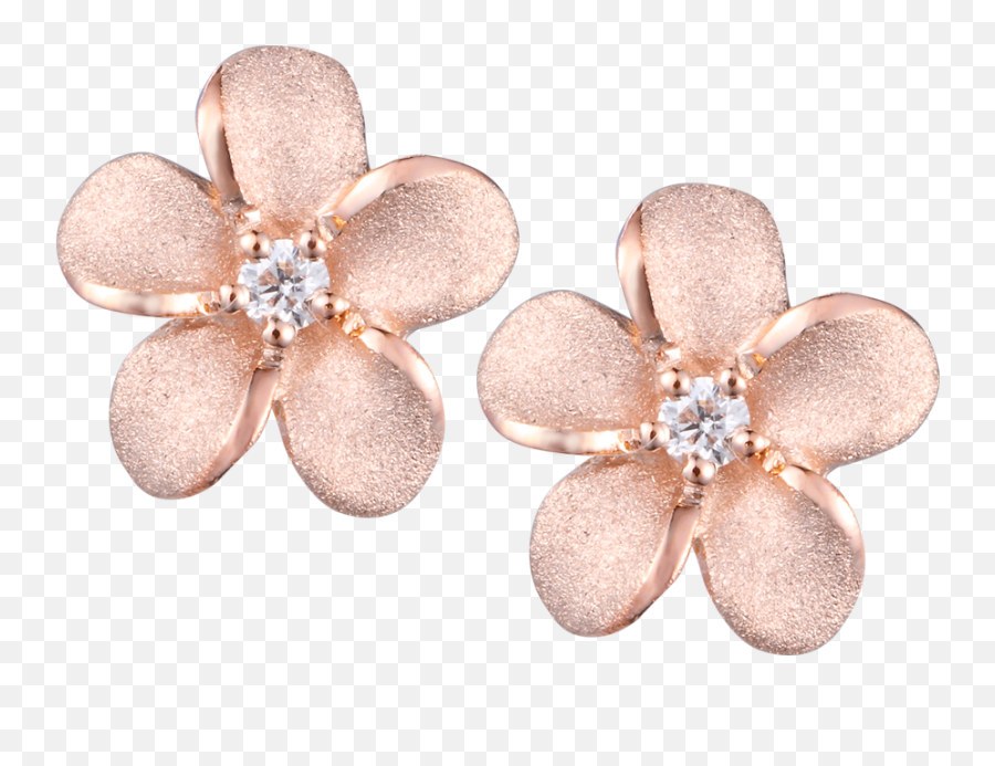 Download 14k Rose Gold Plumeria Diamond - Earrings Png Rosegold Emoji,Jewelry Png