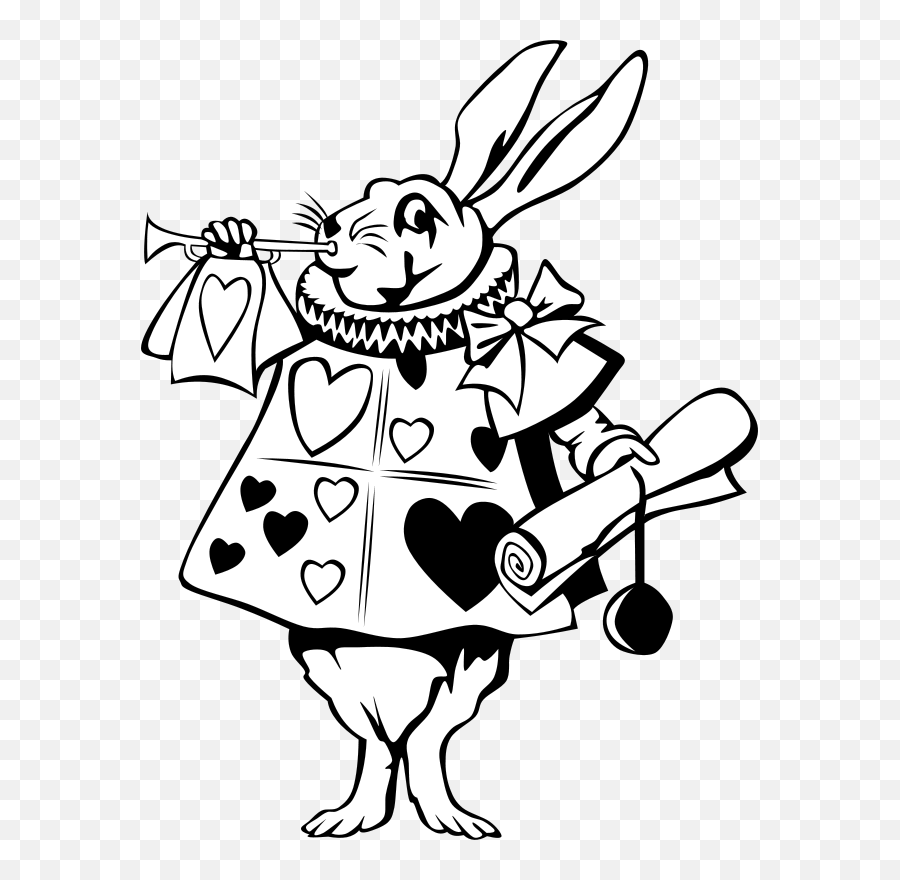 High Resolution Coloring Jpg Royalty - Rabbit Alice In Wonderland Vector Emoji,Book Clipart Black And White