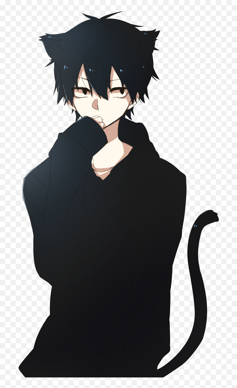 Freetoeditanime Boy Cute Nekoboy Neko Remixit Black Emoji,Anime Cat Ears Png