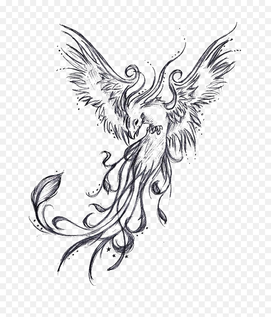 Tattoo Phoenix Sleeve Legendary Drawing Creature U2013 Free Png Emoji,Phoenix Clipart