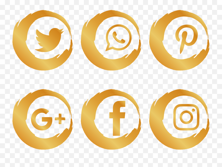 Social Media Icons Gold Png Clipart - Twitter Emoji,Social Media Icons Png