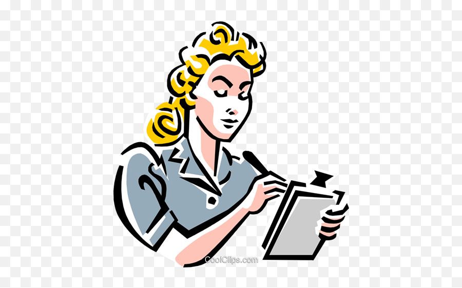 Old - Waitress Taking Order Clipart Emoji,Secretary Clipart