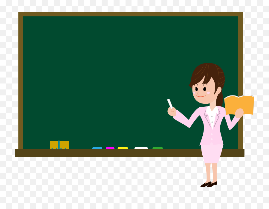 Woman Teacher Is At The Blackboard Clipart Free Download - Animated Blackboard With Teacher Emoji,Teacher Clipart