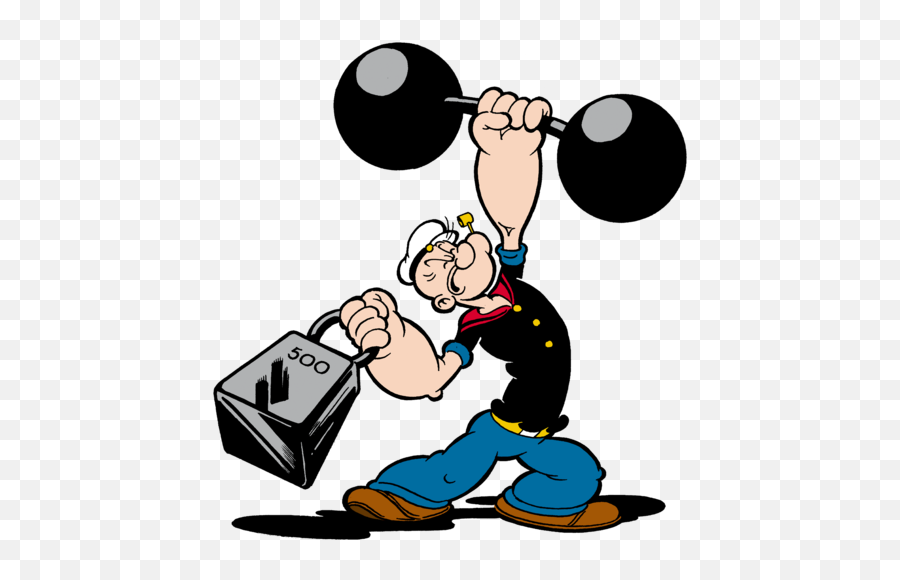 Check Out This Transparent Popeye Lifting Heavy Weights Png - Popeye Weights Emoji,Weight Png
