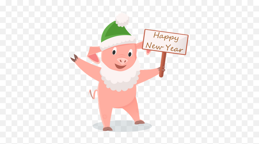 Best Premium Pig In Green Hat And In Santa Claus Beard And Emoji,New Years Hat Png
