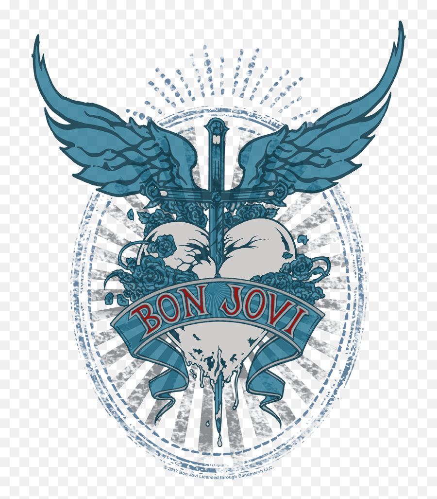 Bon Jovi Winged Heart Juniors T - Shirt Emoji,Bon Jovi Logo