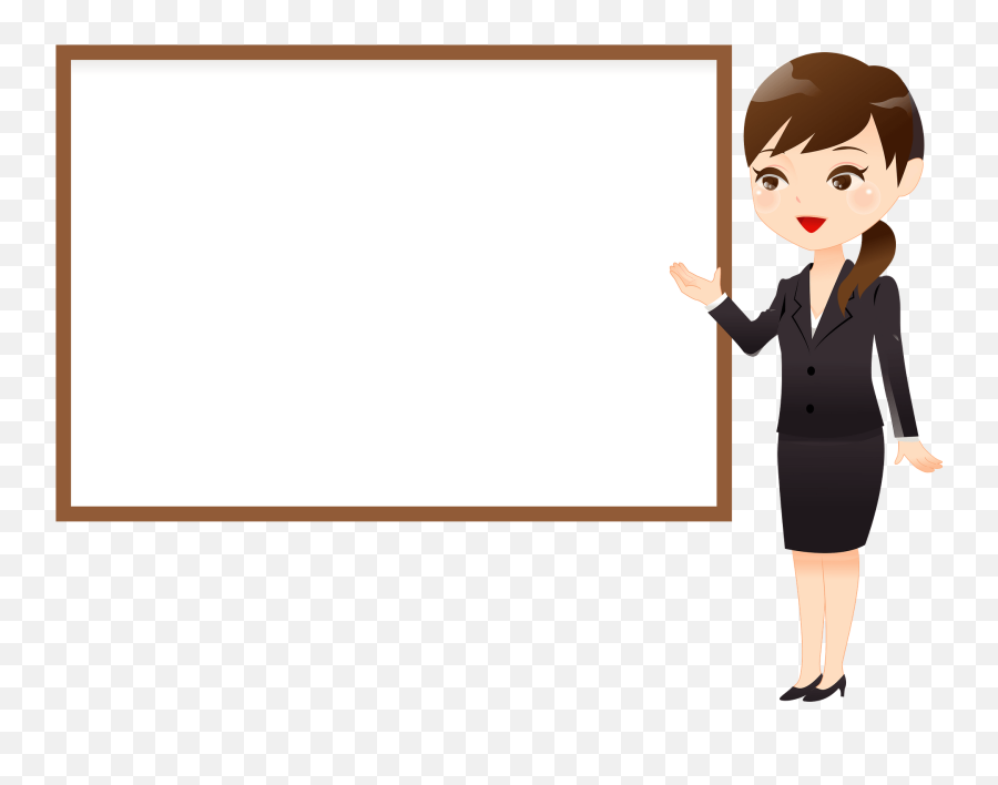 Businesswoman Is Presenting At - Clipart Teacher With Whiteboard Emoji,Whiteboard Clipart
