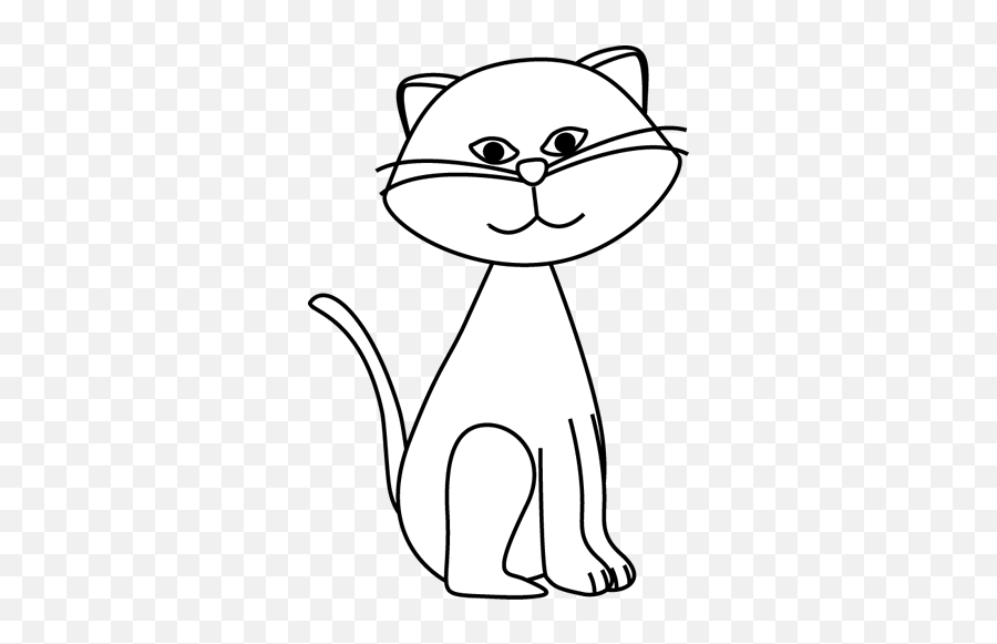 Black And White Black Cat Clip Art - Outline Black And White Clipart Cat Emoji,Cat Clipart