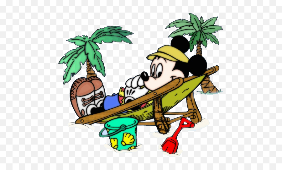 Mickey Lounge Chair Mickey Lounge At Beach Clipart Beach - Mickey Mouse In Beach Chair Clipart Emoji,Beach Chair Clipart