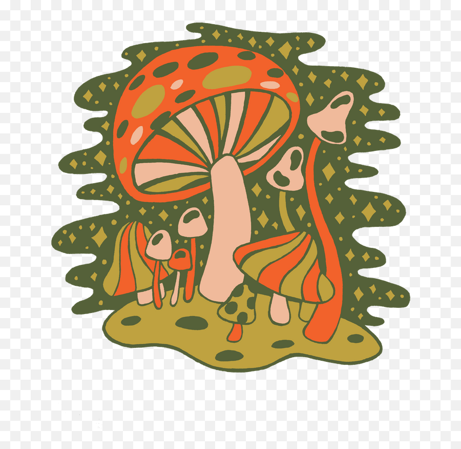 Forest Of Mushrooms Sticker By Doodle By Meg - White Mushroom Hippie Emoji,Trippy Png
