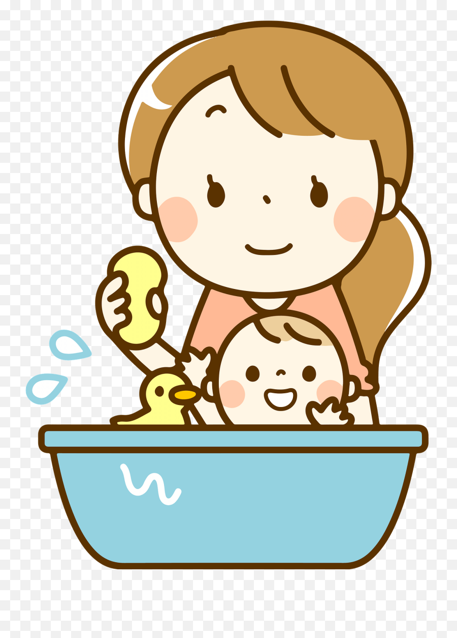 Rachel Mother Is Giving Baby A Bath Clipart Free Download - Mother Bathing Child Clipart Emoji,Bath Clipart