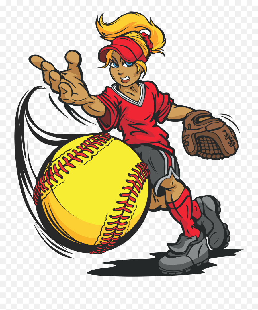 Youth Baseball And Softball Clip Art - Softball Cartoon Emoji,Softball Clipart