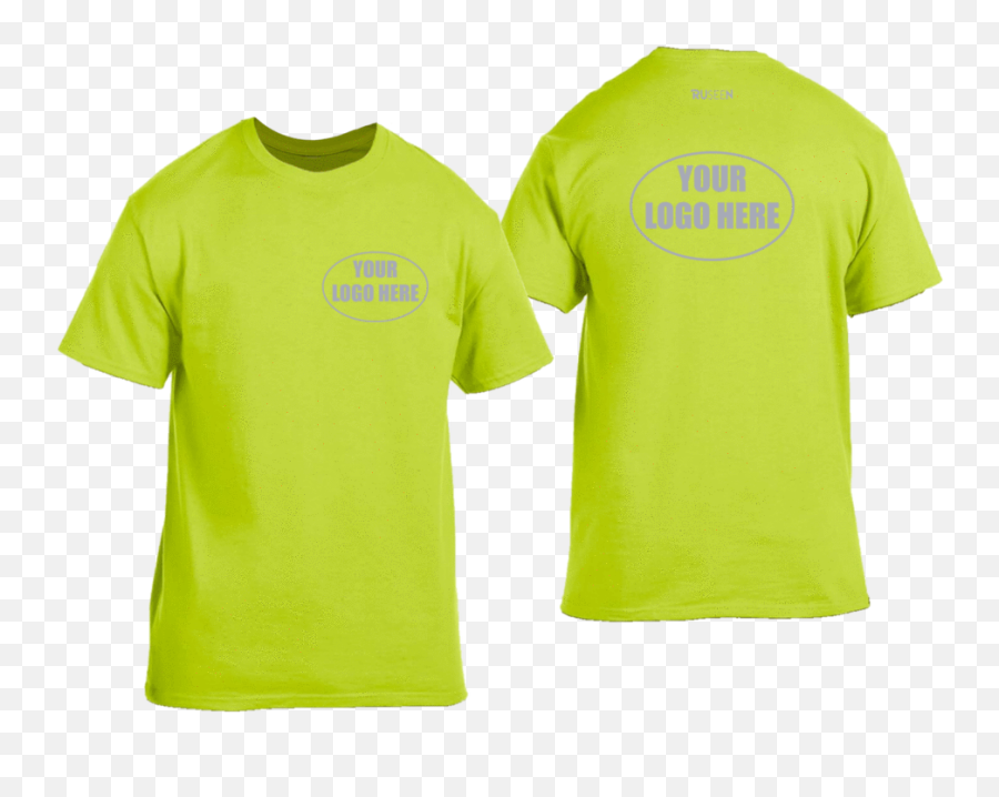 High Visibility Short Sleeve Shirt With - Front And Back Safety Green Tshirts Emoji,Company Logo Shirts