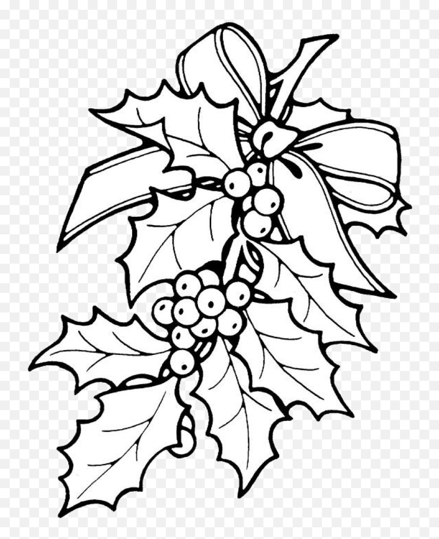 Christmas Holly Coloring Pages 1 Purple Kitty Christmas - Christmas Holly Coloring Pages Emoji,Poinsettia Clipart