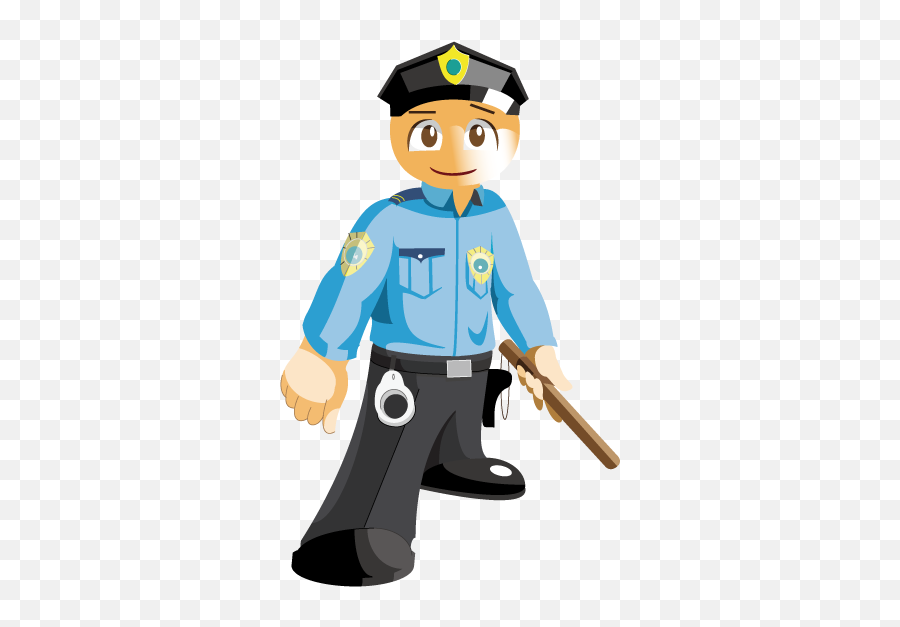Police Cartoon Security Guard Career With Batons Clipart Emoji,Baton Clipart
