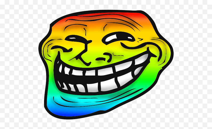 Rainbow Trolling - Color Troll Face Meme Emoji,Troll Face Transparent