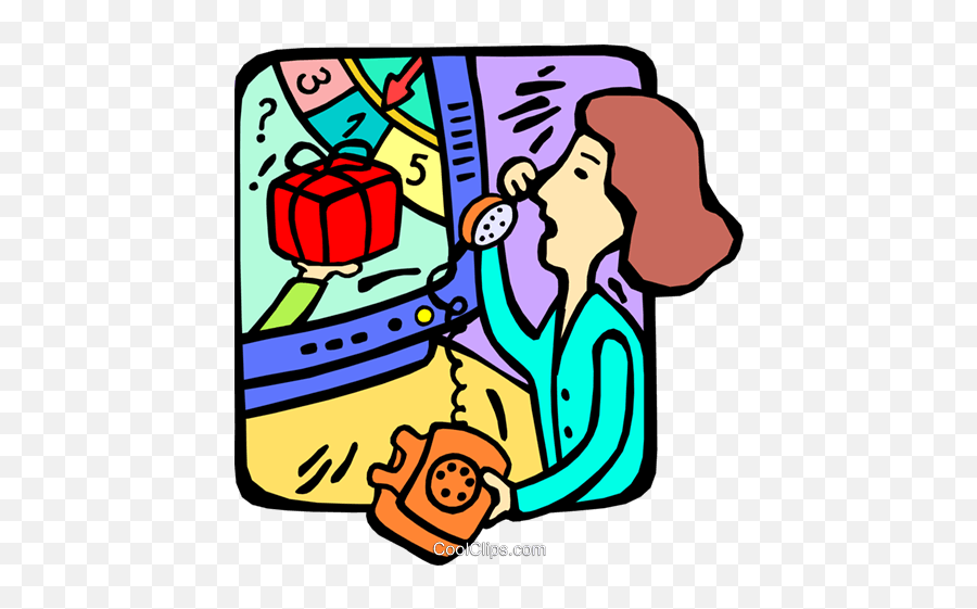 Woman On The Phone Watching Tv Royalty Free Vector Clip Art - Drawing Emoji,Watching Tv Clipart