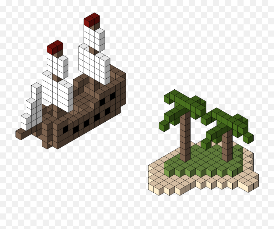 Pixelship Island Ship And Island - Minecraft Island Transparent Png Emoji,Minecraft Png