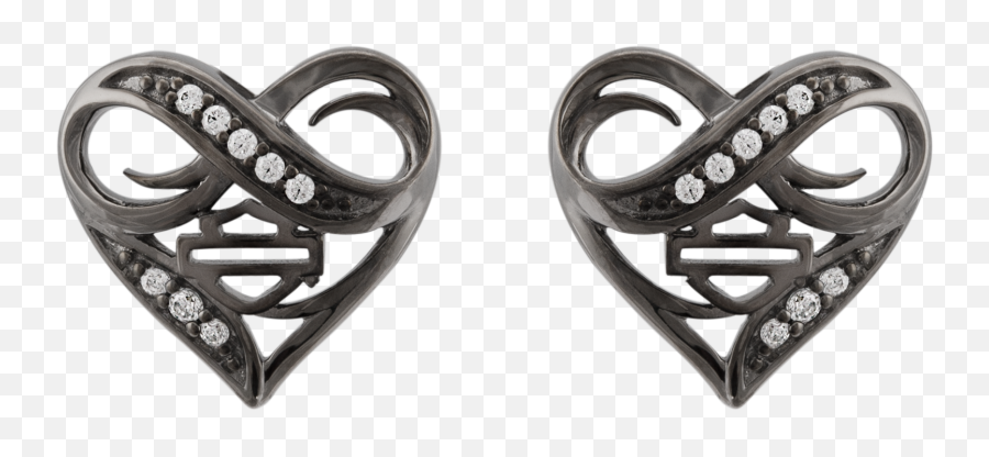 Ruthenium Plated Infinity Thorn Heart Post Earrings - Solid Emoji,Harley Davidson Logo Outline