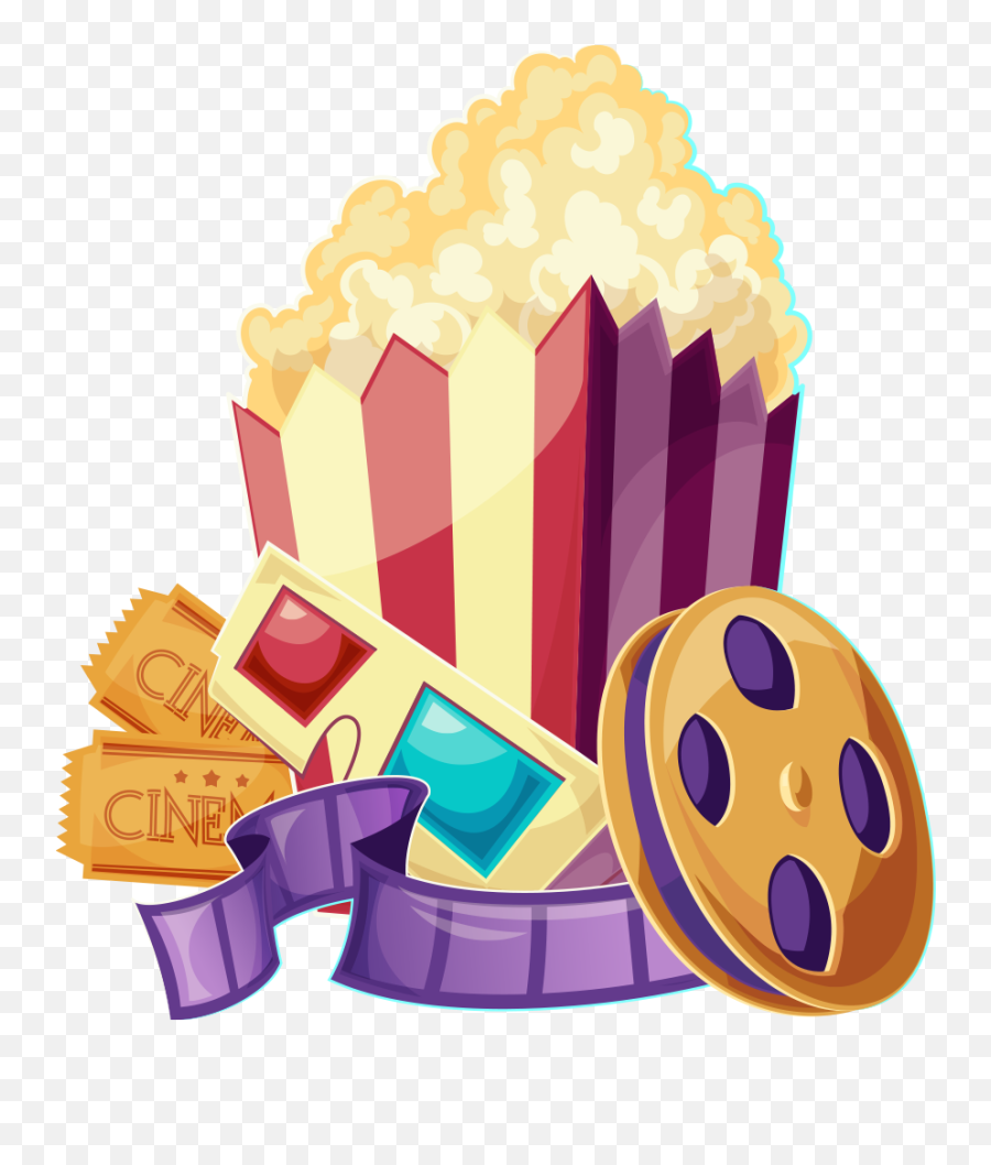 Movie Ticket With Popcorn Clipart Png Free Download - Movie Tickets And Popcorn Clip Art Emoji,Movie Ticket Clipart