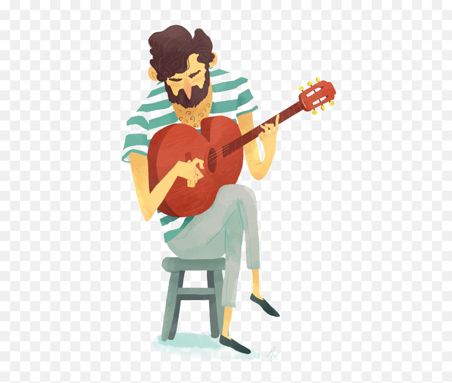 Download Guitar Illustration Cartoon Ukulele Man Free - Cartoon Man With Guitar Png Emoji,Ukulele Clipart