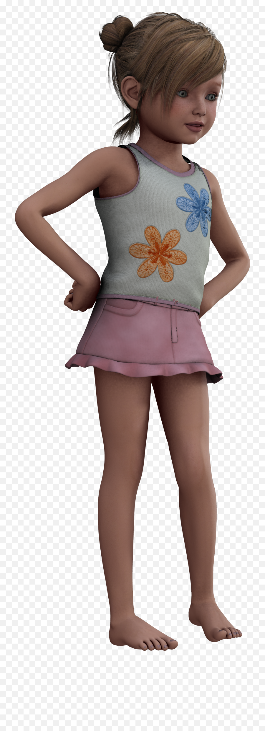 Little Girl In A Vest And Skirt As 3d Illustration Free Emoji,Skirt Png
