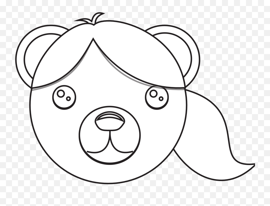 Brown Bear Black White Line Drawing Free Image Download - Dot Emoji,White Lines Png