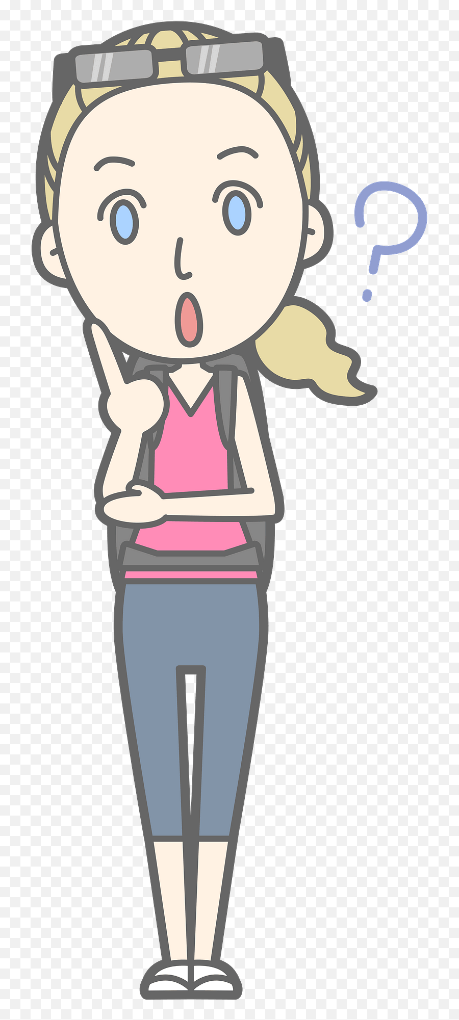 Donna Woman Backpacker With A Question Clipart Free - For Women Emoji,Question Clipart