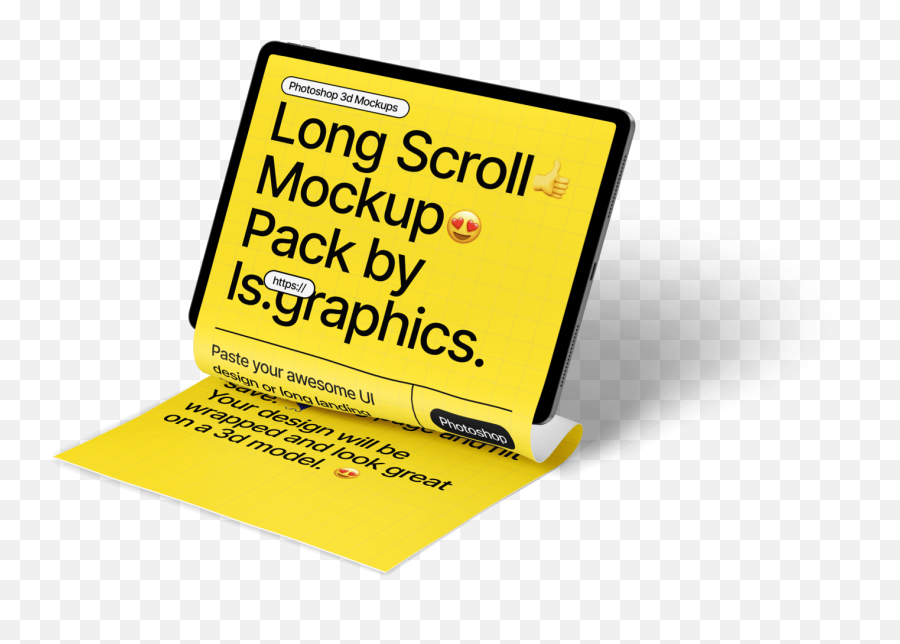 Long Scroll Mockups Psd Emoji,3d Mockup Logo