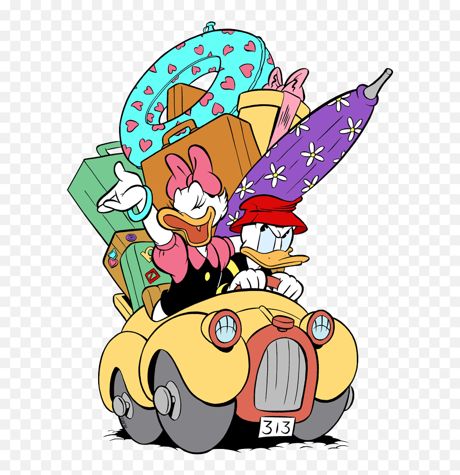 New Donald Daisy Going On A Road Trip - Cartoon Clip Art Disney Road Trip Emoji,Road Trip Clipart