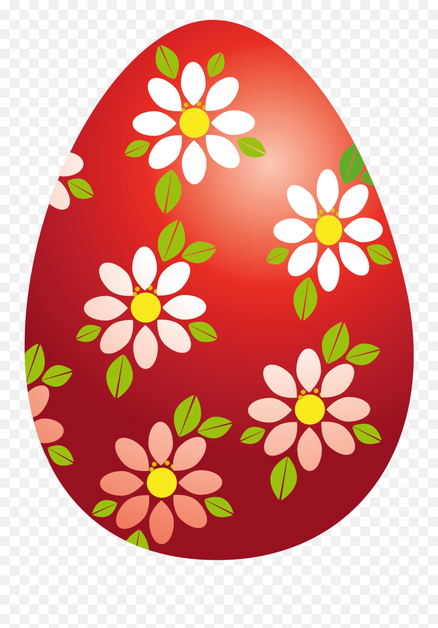 Easter Red Egg With Flowers Png Clipart - Transparent Easter Egg Clipart Emoji,Easter Egg Clipart