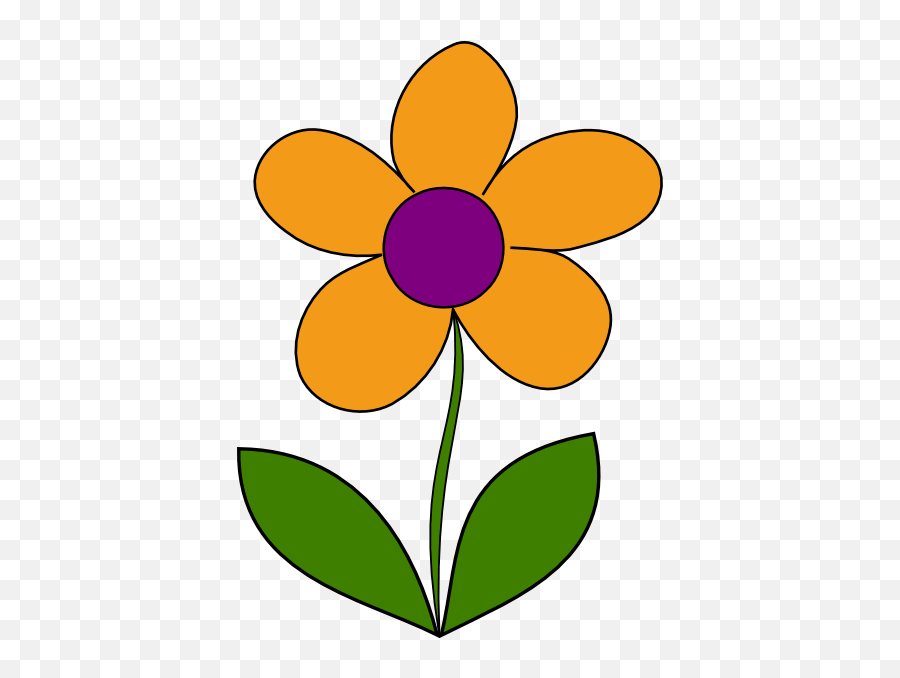 Orange Spring Flower Clip Art At Clker - Orange Purple Flower Clipart Emoji,Spring Flowers Clipart