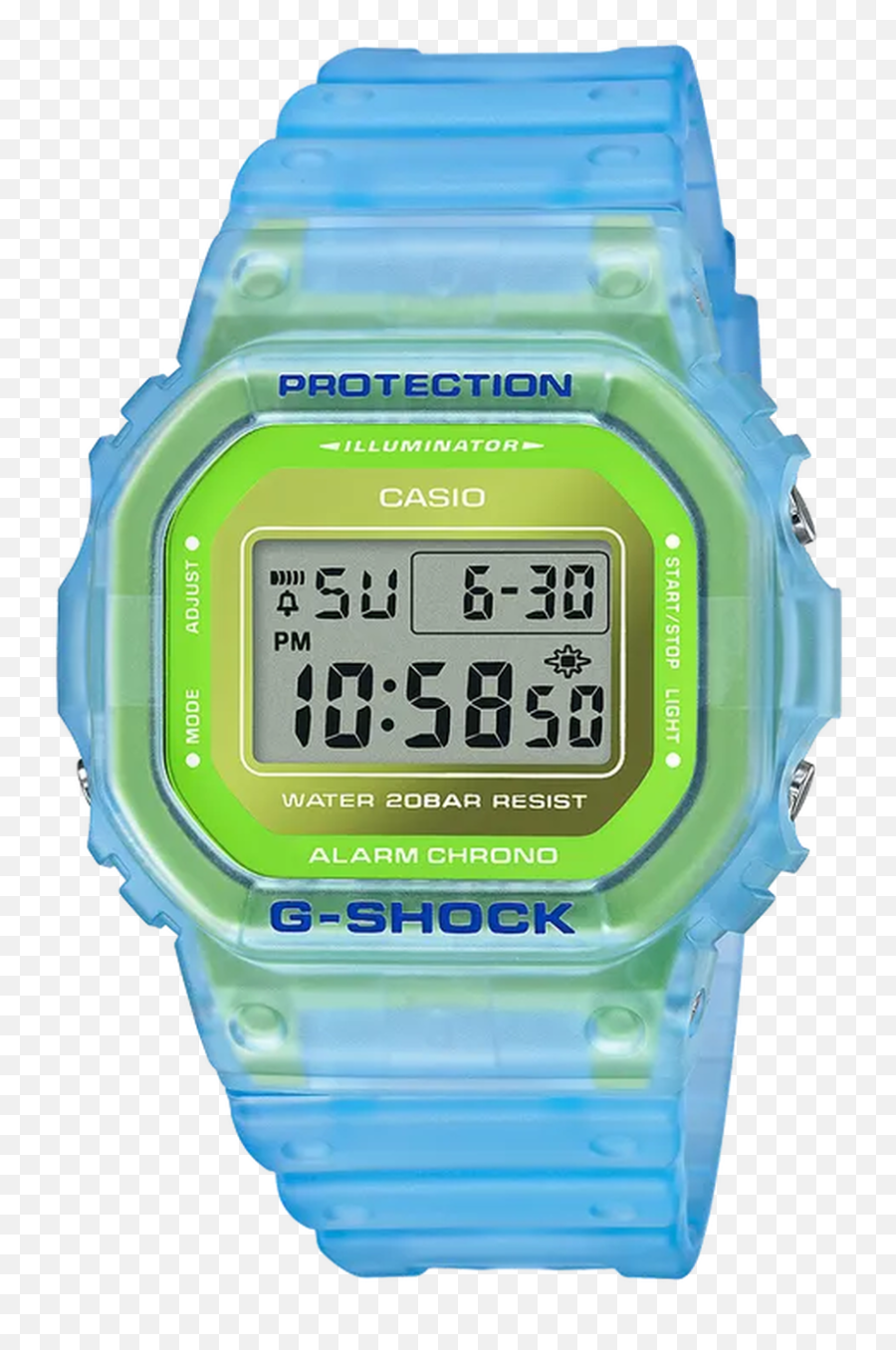 G - Blue And Green G Shock Watch Emoji,Semi Transparent