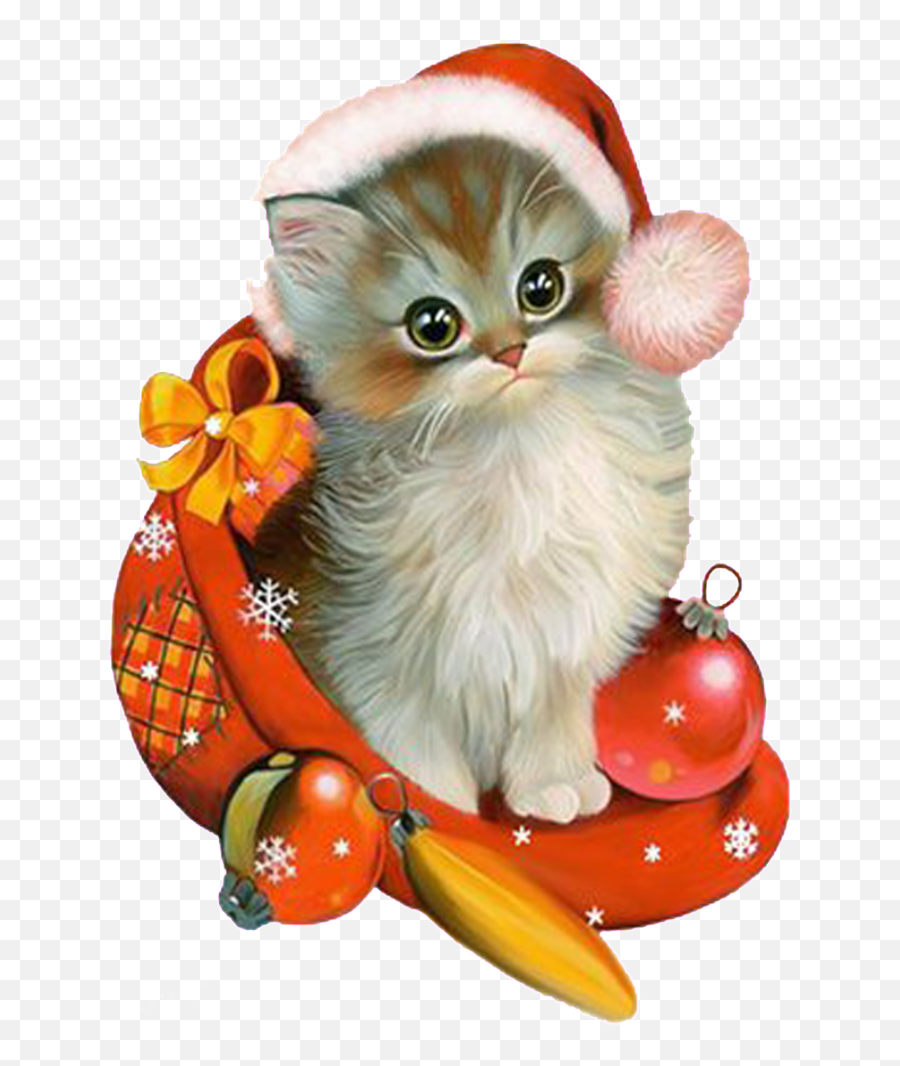 Lovely Cartoon Cat Cat Png - Clip Art Christmas Cats Christmas Kitten Clipart Emoji,Cats Png