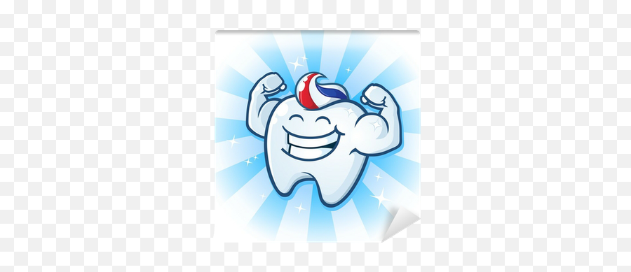 Tooth Mascot Muscle Man Dental Cartoon Character Wall Mural Emoji,Muscle Man Clipart