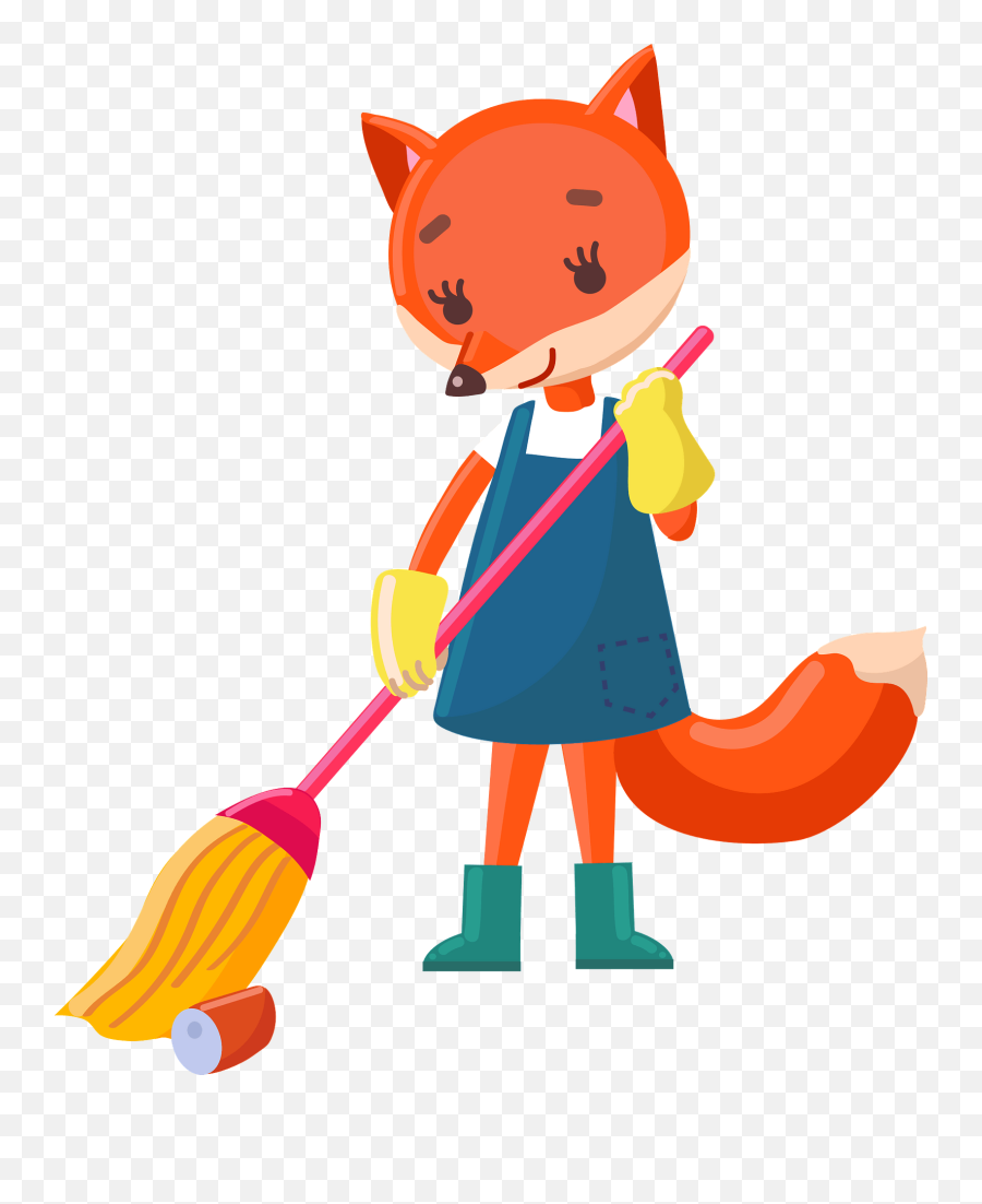 Fox Cleanup The Garbage Clipart - Broom Emoji,Clean Up Clipart