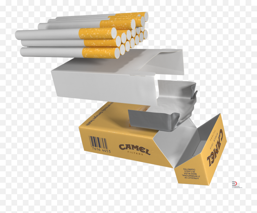 Download 2 Opened Cigarettes Pack Camel Royalty - Free 3d Product Box 3d Model Free Download Emoji,Camel Cigarettes Logo
