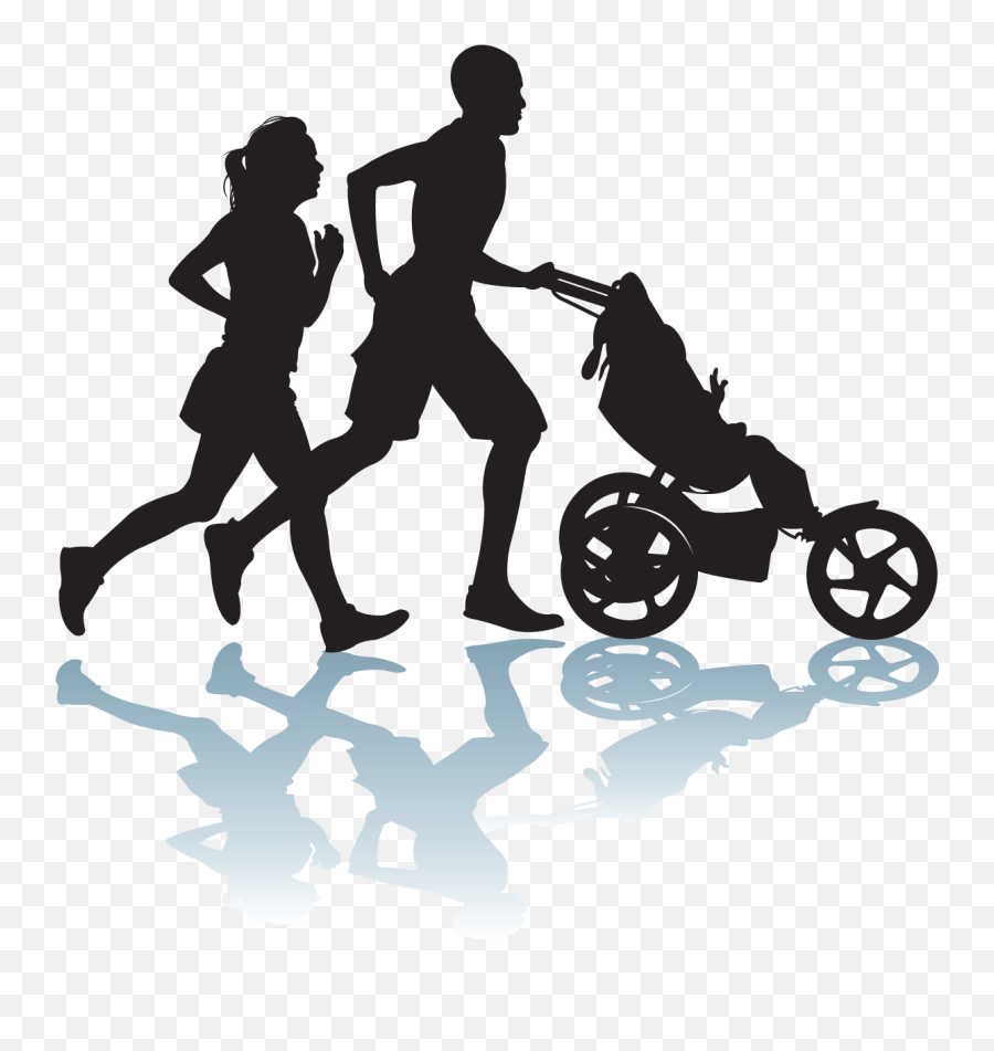 Exercise Silhouette Clip Art At Getdrawings - Running With Emoji,Stroller Clipart