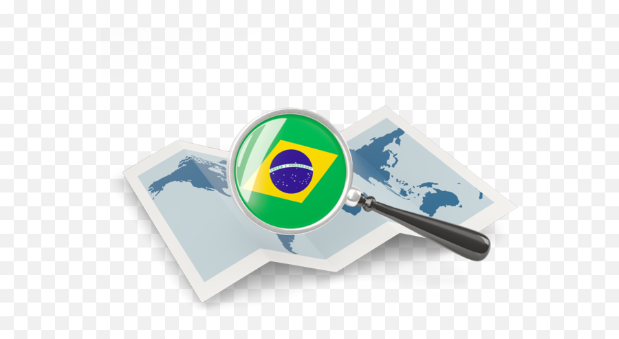 Magnified Flag With Map Illustration Of Flag Of Brazil Emoji,Brazil Map Png