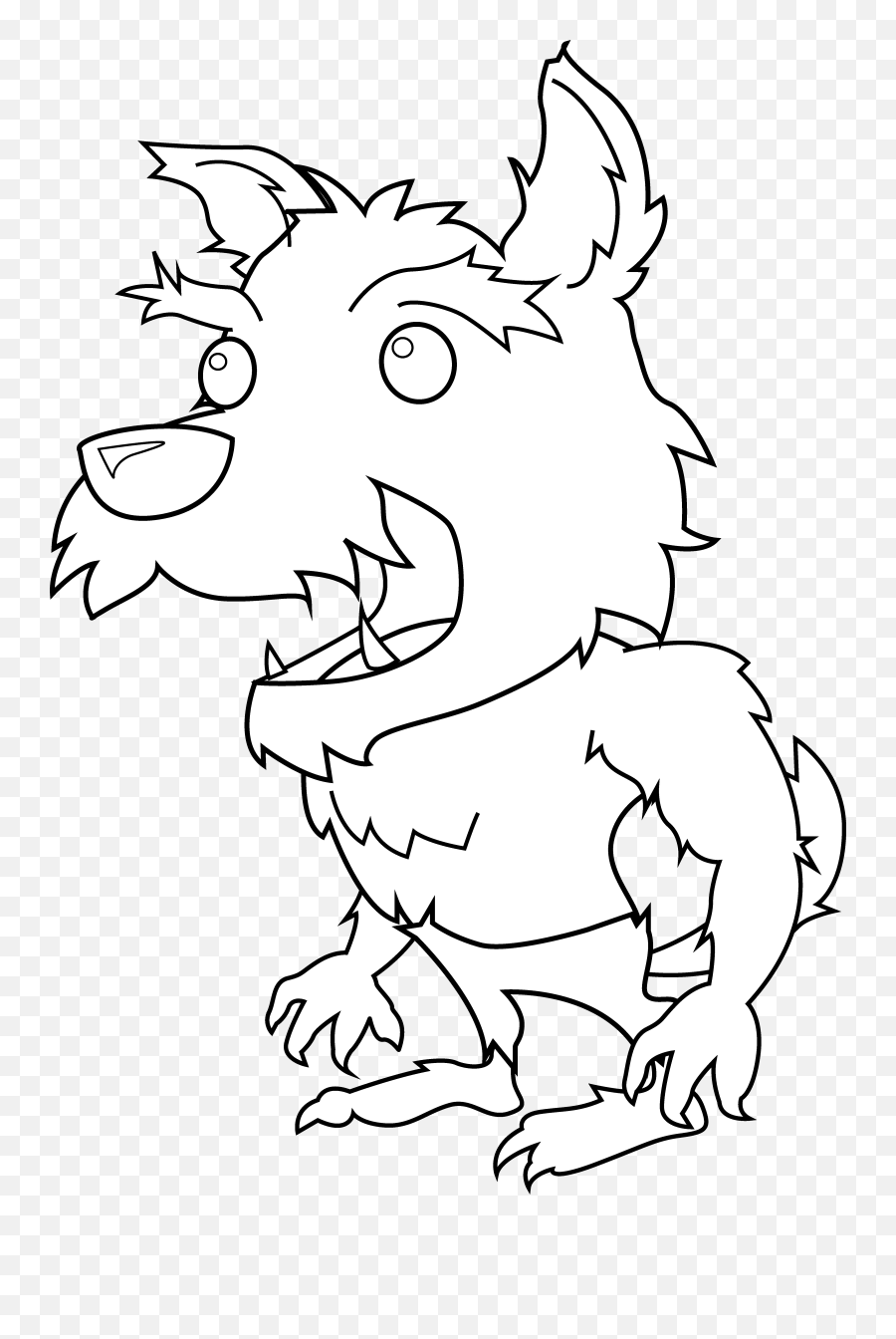 Scary Little Werewolf Coloring Page - Werewolves Clipart Black And White Emoji,Werewolf Clipart