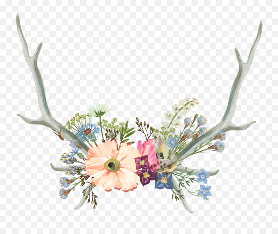 Aesthetic Tumblr Flower Drawing Png - Flower Crown Png Emoji,Antlers Clipart