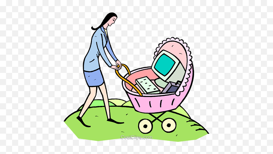 Computer In A Baby Carriage Royalty Free Vector Clip Art Emoji,Baby Carriage Clipart