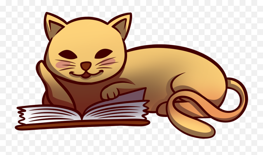 Cat Reading Book - Cartoon Clipart Full Size Clipart Emoji,Reading A Book Clipart