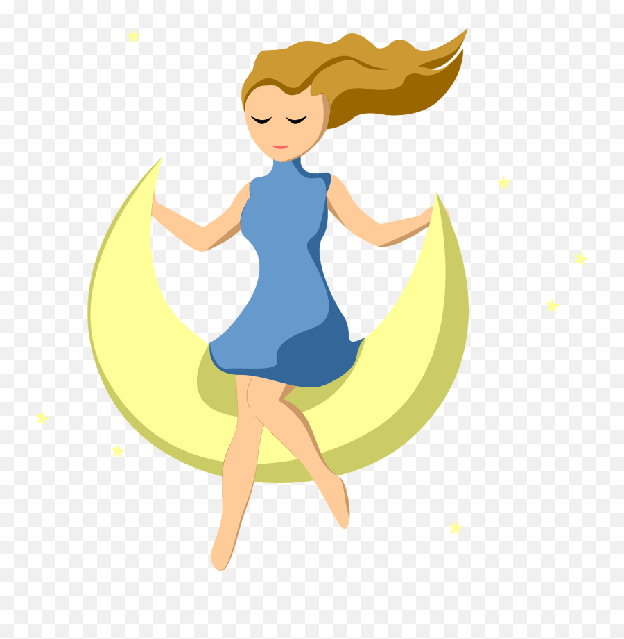 Girl On Crescent Moon Clipart Free Download Transparent - Fairy Emoji,Crescent Moon Clipart